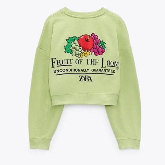 Zara X Fruit of The Loom Green Crewneck - Picture 1 of 6